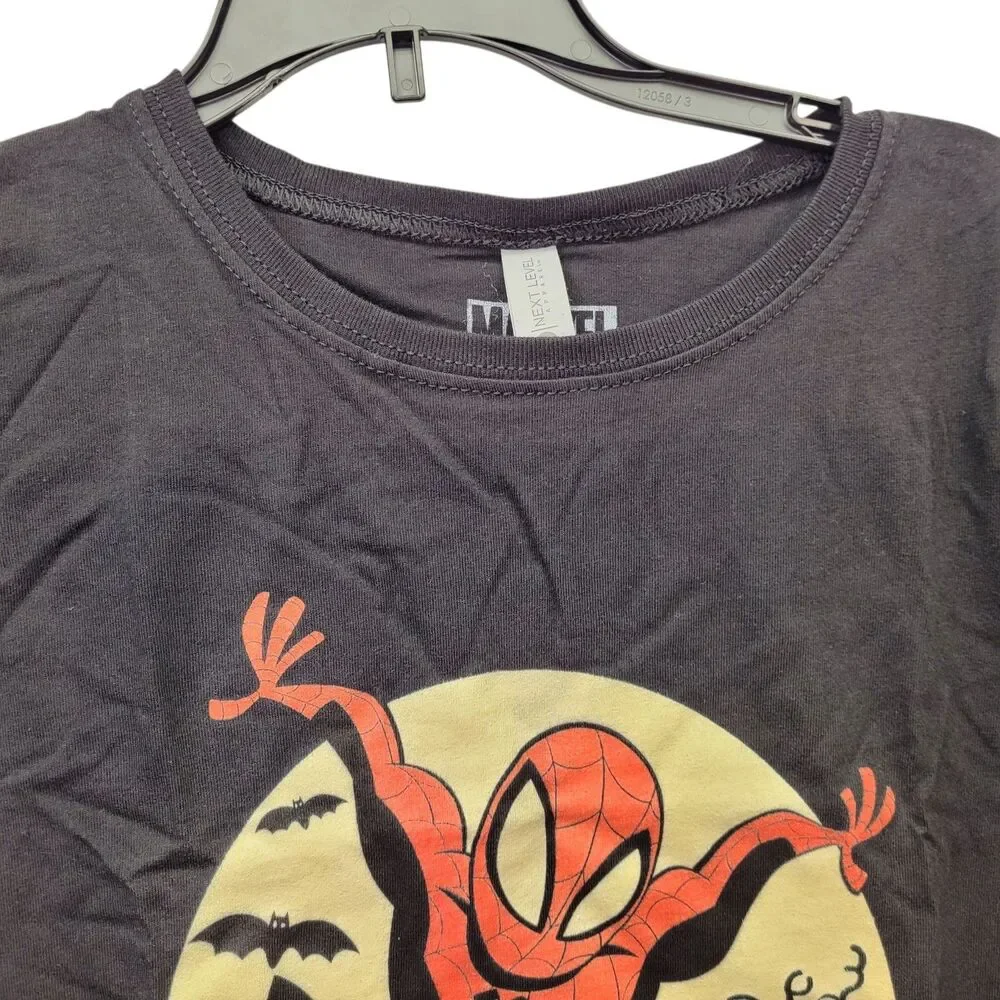 Happy Halloween Marvel Spider-Man Graphic T-Shirt for Girls, Black, Large(10/12)